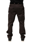 Brown Cotton Stretch Cargo Men Trouser Pants