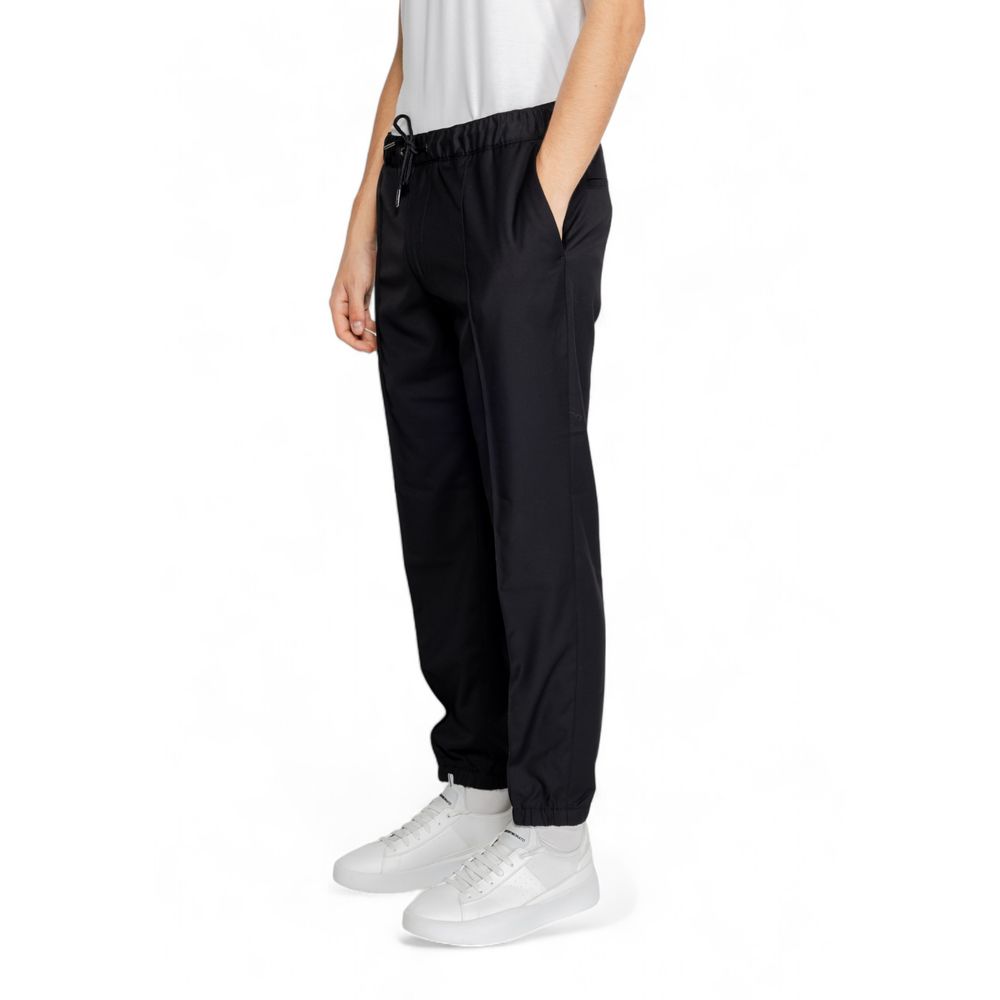 Black Polyester Casual Pants