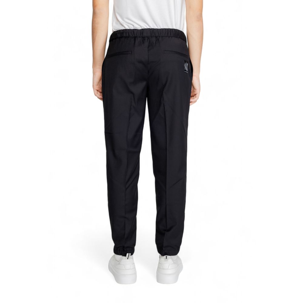 Black Polyester Casual Pants