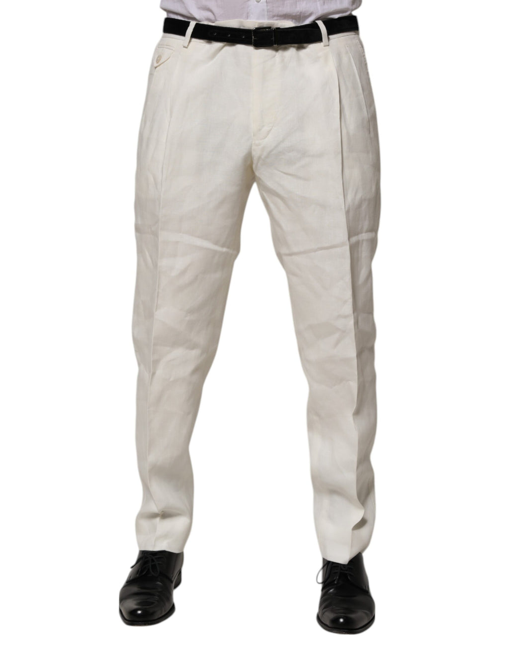 Cream Linen Dress Slim Formal Trouser Pants