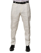 Cream Linen Dress Slim Formal Trouser Pants