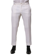 White Polyester Tapered Formal Trouser Pants
