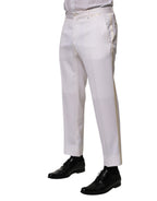 White Polyester Tapered Formal Trouser Pants