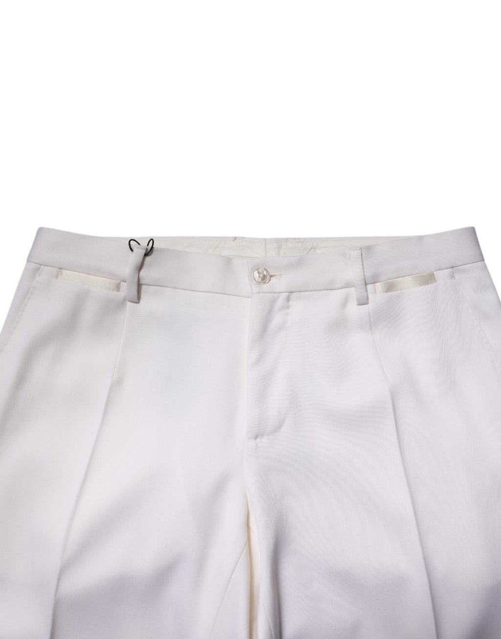White Polyester Tapered Formal Trouser Pants