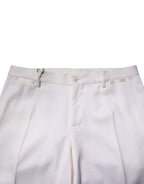 White Polyester Tapered Formal Trouser Pants