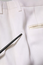 White Polyester Tapered Formal Trouser Pants