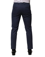 Blue Cotton Tapered Men Formal Trousers Pants