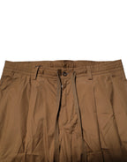 Brown Cotton Chino Mid Waist Men Jogger Pants