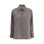 Brown Fleece Wool Dress Shirt