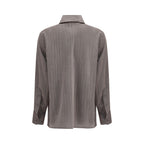 Brown Fleece Wool Dress Shirt