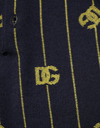Black Logo Jacquard Knitted Polo Shirt T-shirt