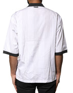 White Sketch Print Oversized Mens Polo T-shirt