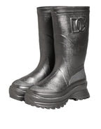 Black Argento Pull On Rain Boots Shoes