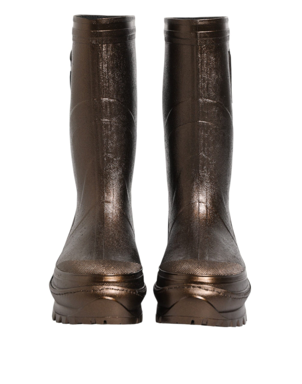Metallic Bronze Pull On Rain Boots Shoes
