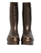 Metallic Bronze Pull On Rain Boots Shoes