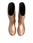 Rose Gold Rubber Pull On Rain Boots  Shoes