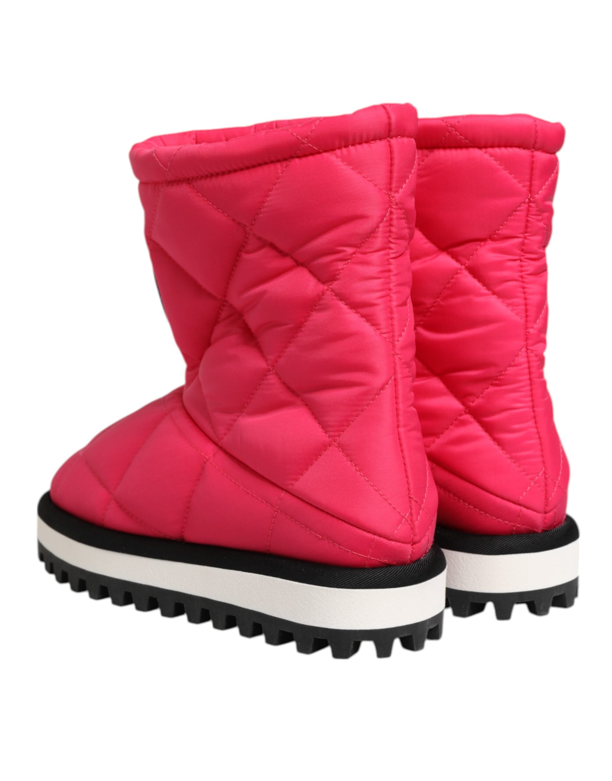 Pink White Viscose Padded Mid Calf Boots Shoes