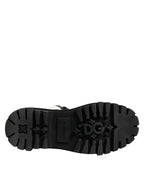 Black White Padded Mid Calf Lace Up Boots Shoes