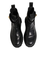 Black Calfskin DG Logo Strap Ankle Boots Shoes
