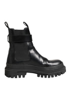 Black Calfskin DG Logo Strap Ankle Boots Shoes