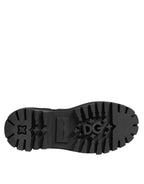 Black Crystal Embellished Combat Boots Shoes