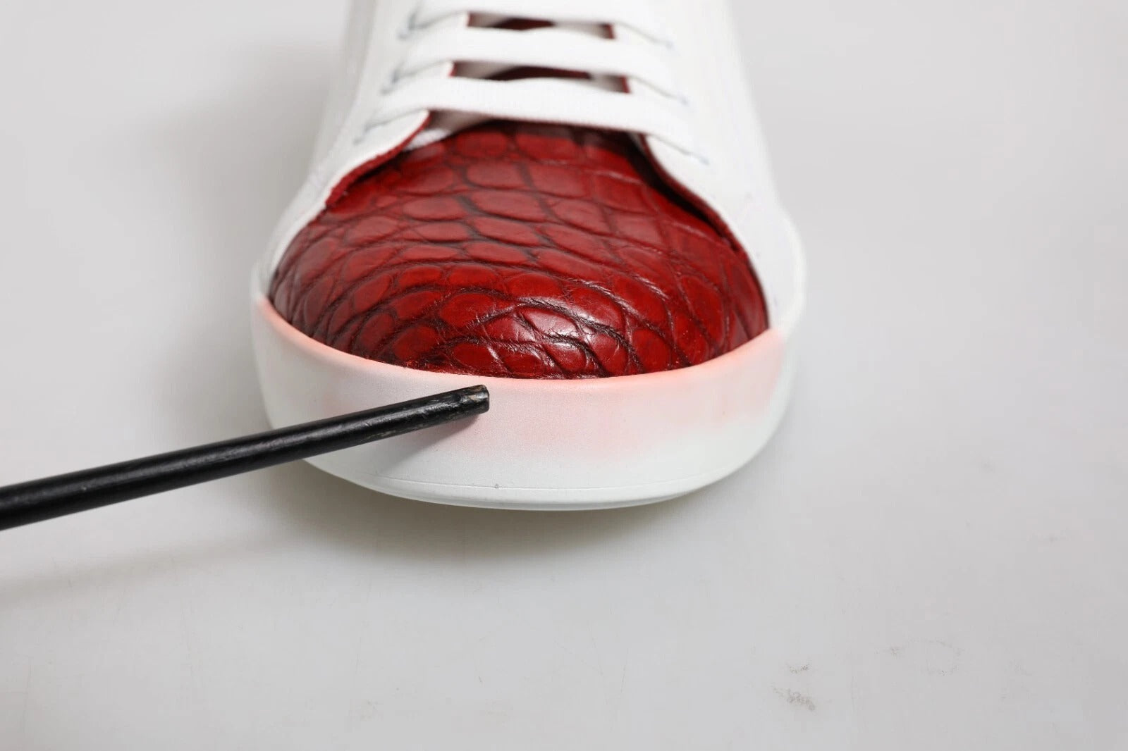 White Red Leather Logo Portofino Sneaker