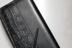Black Leather DG Plaque Zip Around Continental Wallet