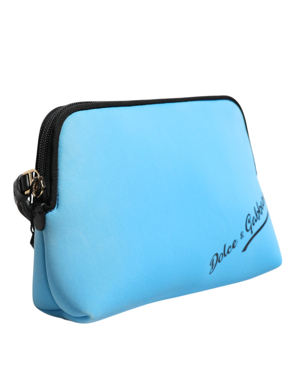 Blue Nylon DG Logo Print Clutch Zip Pouch Bag