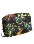 Multicolor Grape Print Clutch Logo Plaque Pouch Bag