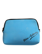 Blue Nylon DG Logo Print Clutch Zip Pouch Bag