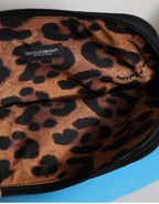 Blue Nylon DG Logo Print Clutch Zip Pouch Bag