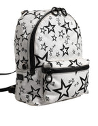 White DG Stars Print Nylon Travel Backpack Bag