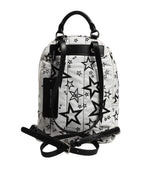 White DG Stars Print Nylon Travel Backpack Bag