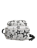 White DG Stars Print Nylon Travel Backpack Bag