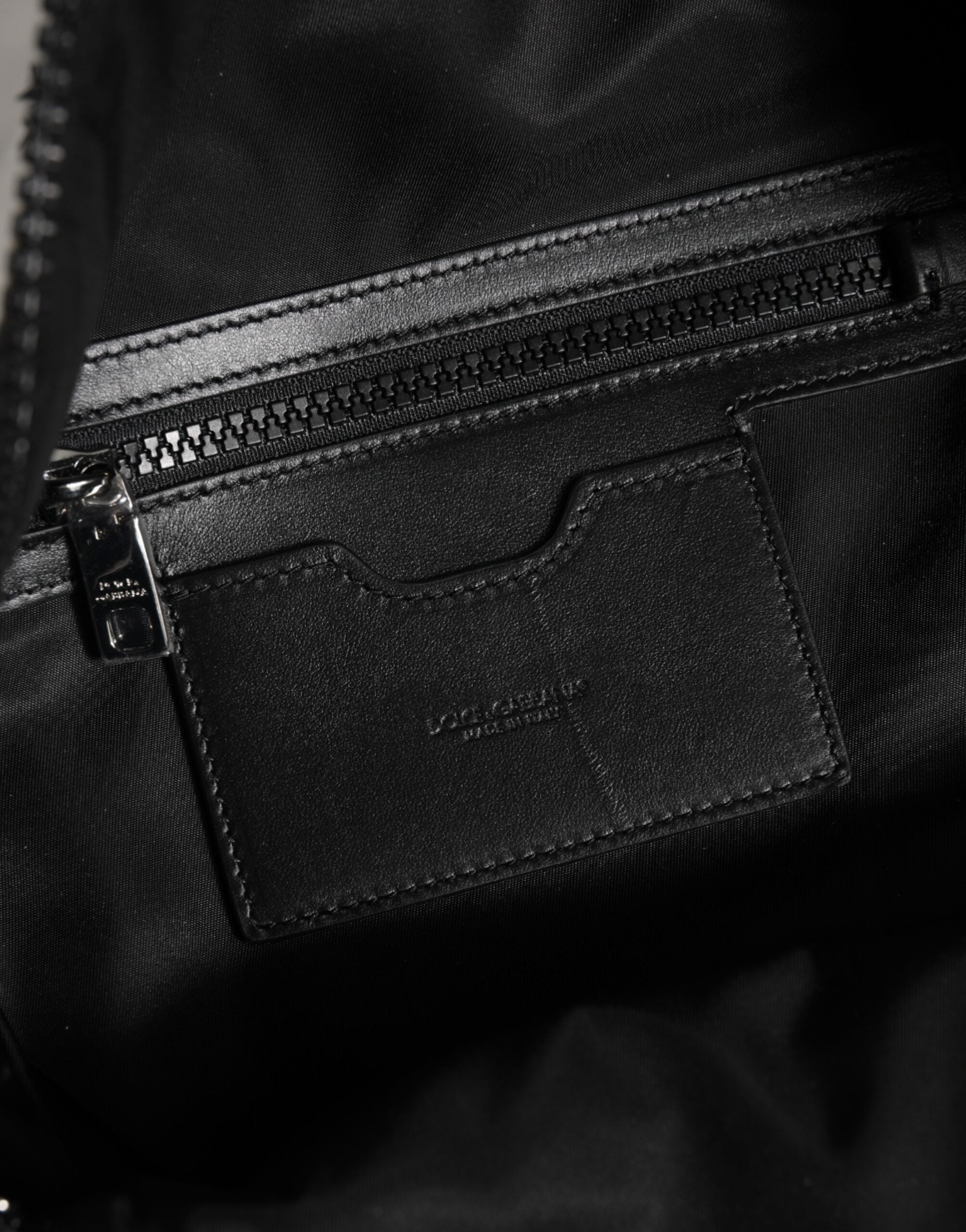 White DG Stars Print Nylon Travel Backpack Bag