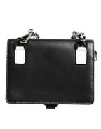 Black Leather Crystal Embellished Card Holder Wallet
