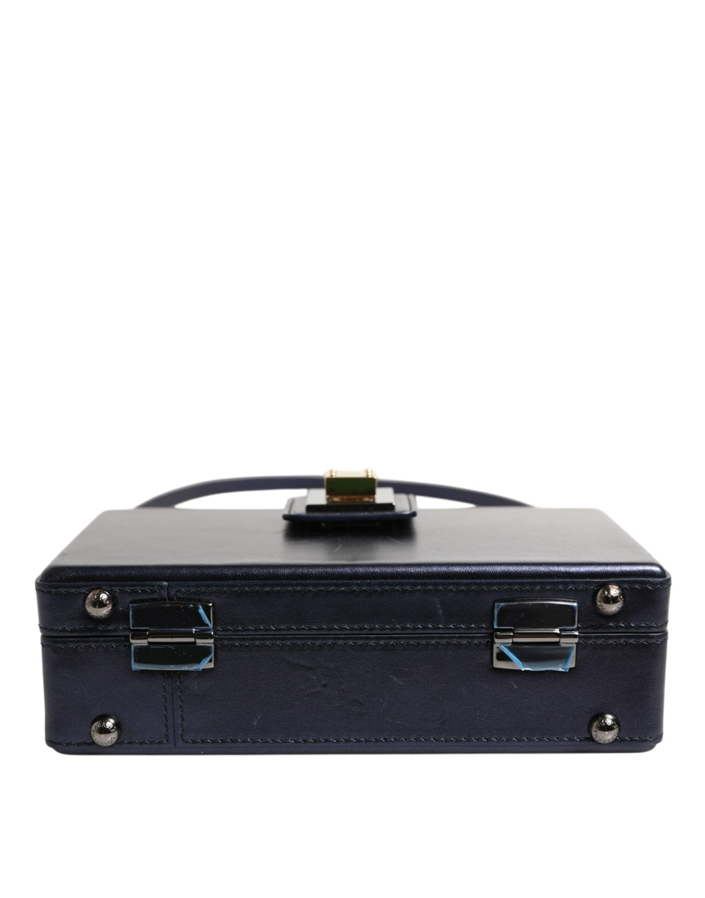Blue DG BOX Lambskin Leather Crossbody Strap Bag
