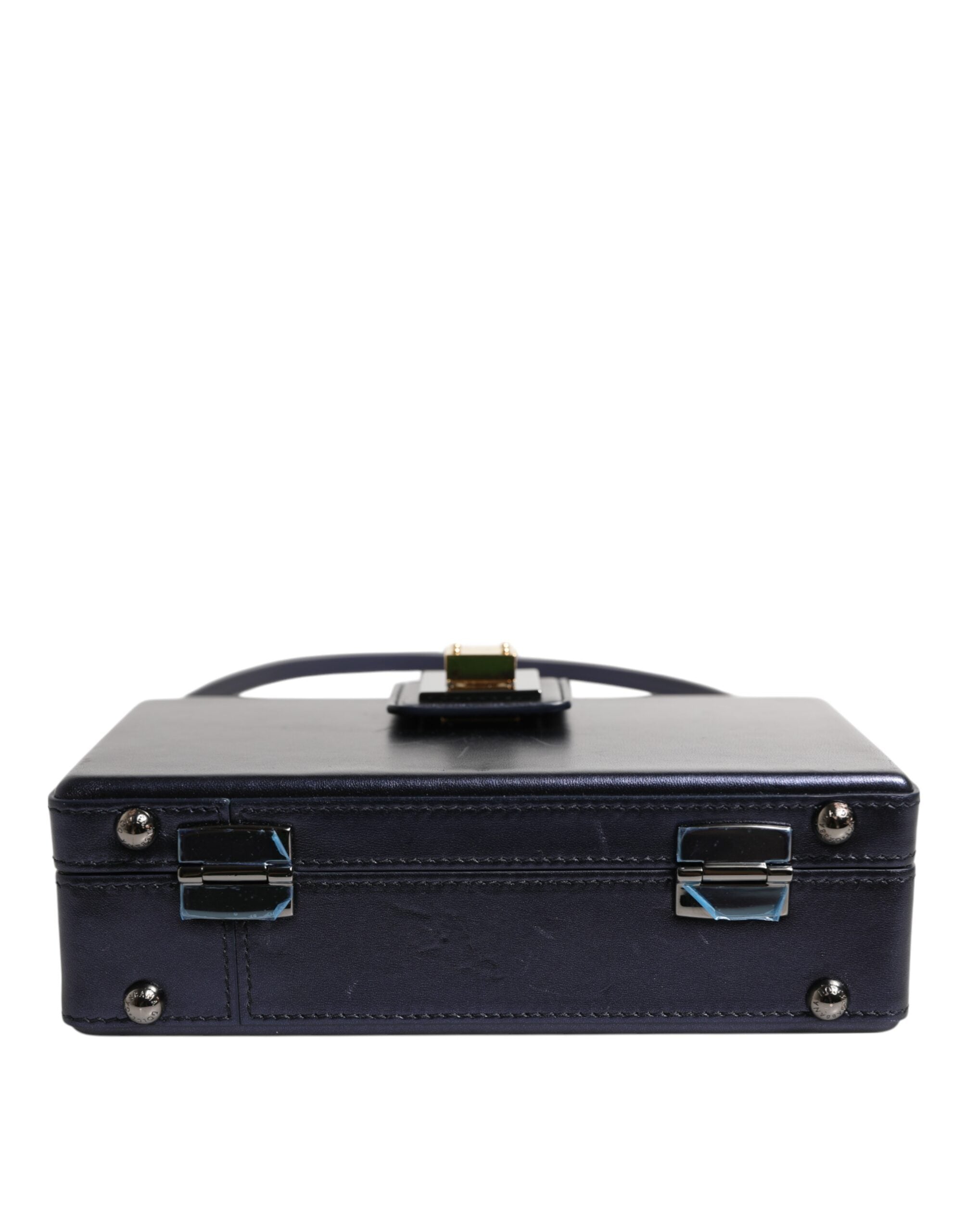 Blue DG BOX Lambskin Leather Crossbody Strap Bag