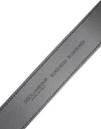 Black Leather Classic Metal Logo Buckle Belt