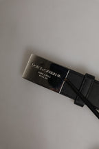 Black Leather Classic Metal Logo Buckle Belt