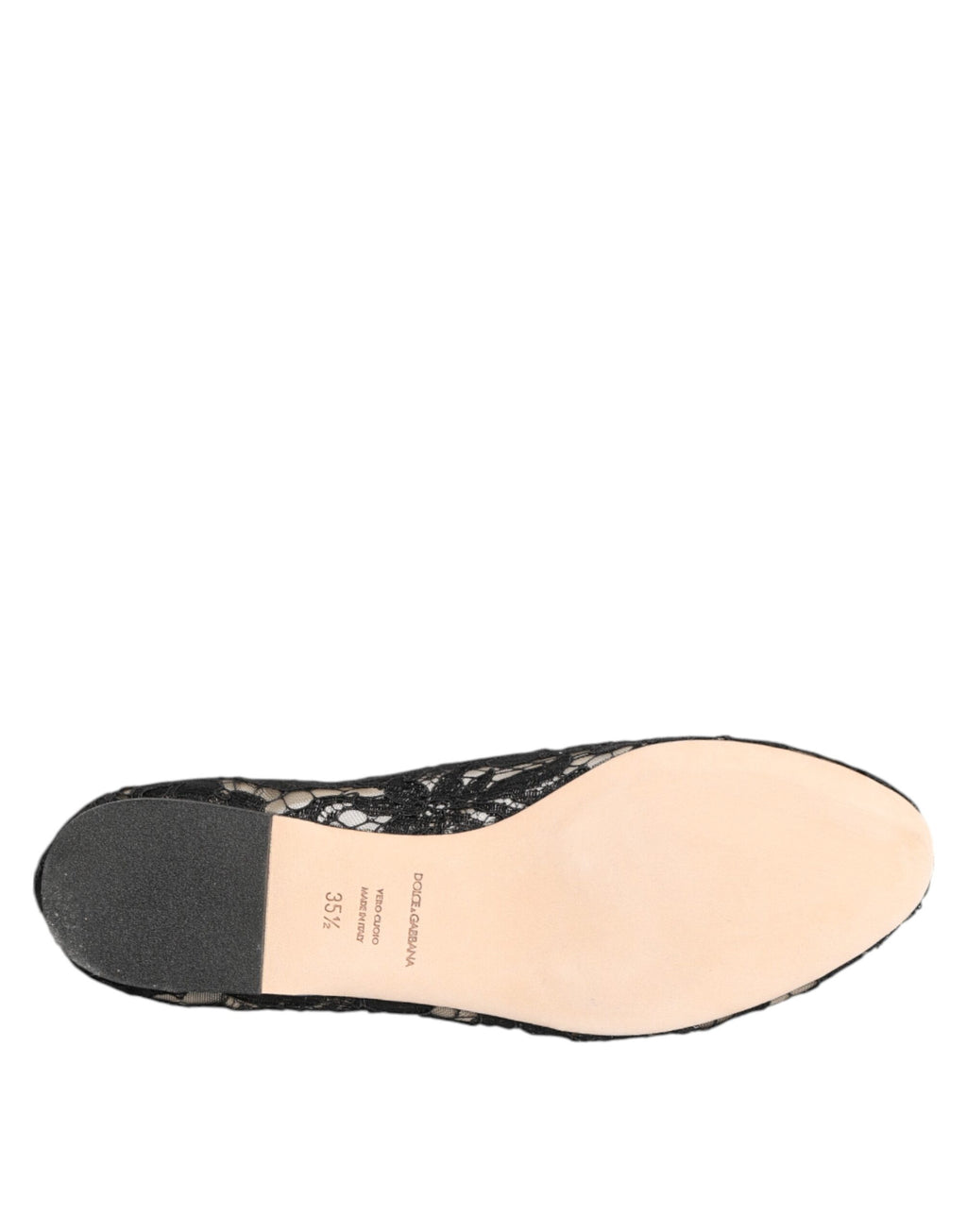 Black Taormina Lace Crystals Flats Shoes