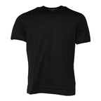 Black Cotton Logo Print Crew Neck T-shirt