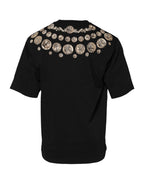Black Coin Print Cotton Crew Neck T-shirt