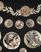 Black Coin Print Cotton Crew Neck T-shirt