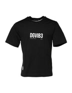 Black DG Vib3 Print Cotton Crew Neck T-shirt
