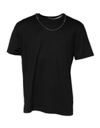 Black Chain Necklace Cotton Crewneck T-shirt