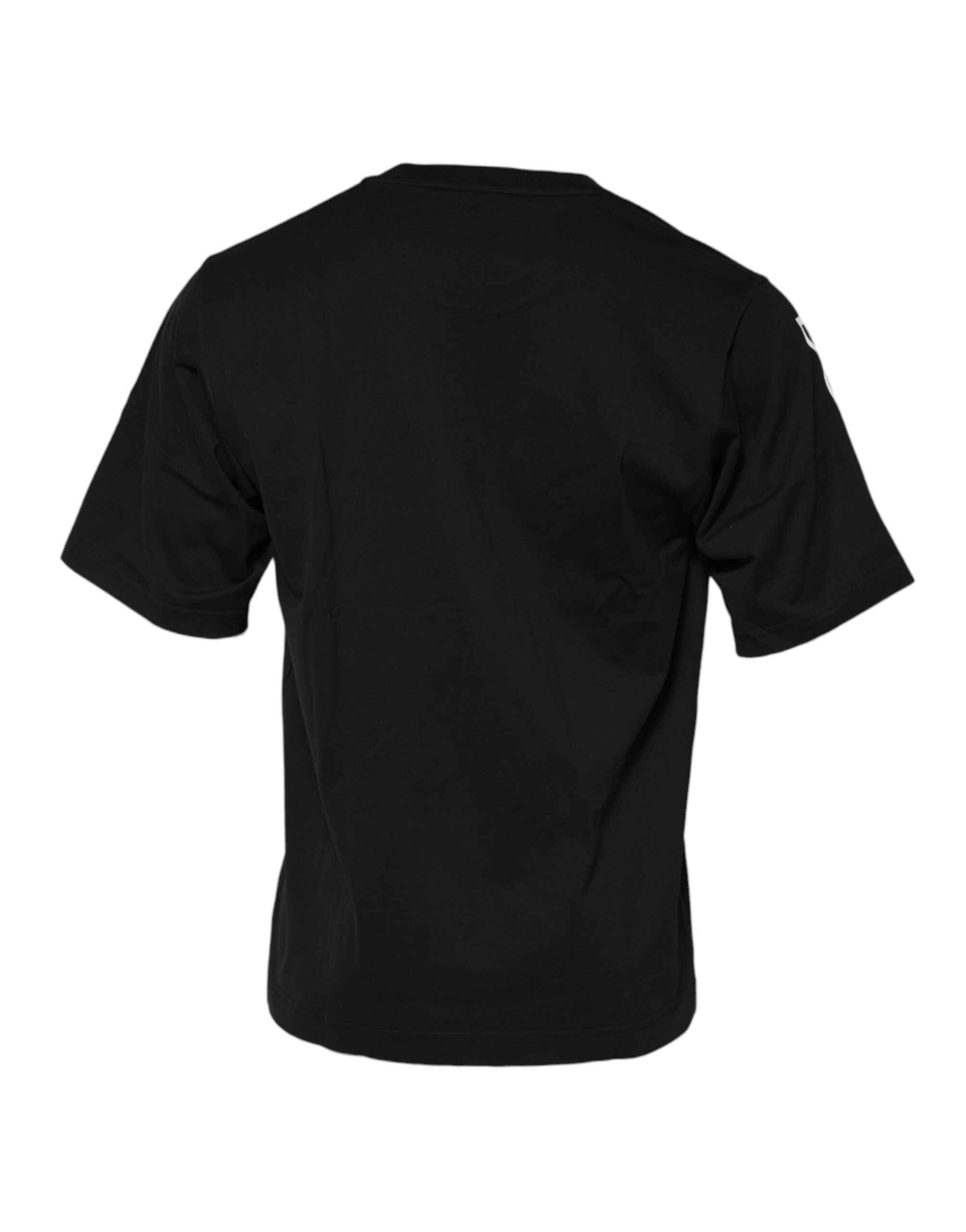 Black Logo Print Cotton Men Crew Neck T-shirt