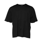 Black Cotton Crew Neck Short Sleeves T-shirt