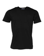 Black Cotton Crew Neck Short Sleeves T-shirt
