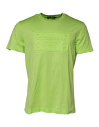 Green Embossed Logo Cotton Crew Neck T-shirt